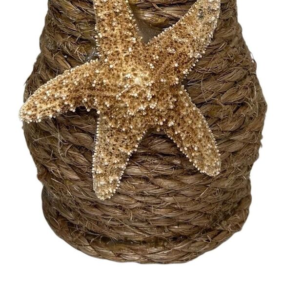 Vintage Handcrafted Jute Rope Wrapped Glass Vase With Starfish 8" Tan Artisan - Picture 6 of 10